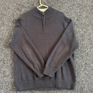 L.L Bean 1/4 Zip Sweater Men's Size XL Navy Blue‎ Cotton Long Sleeve